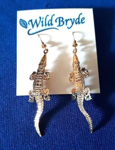 Wild Bryde Crocodile Earrings Full-Body, Naturalistic, Species Photo - Unofficial Wild Bryde Collector's Guide