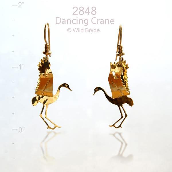 3D Dancing Crane — Earrings