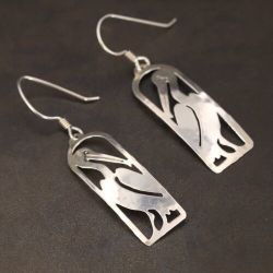Pelican in Arched Frame — Pin, Earrings