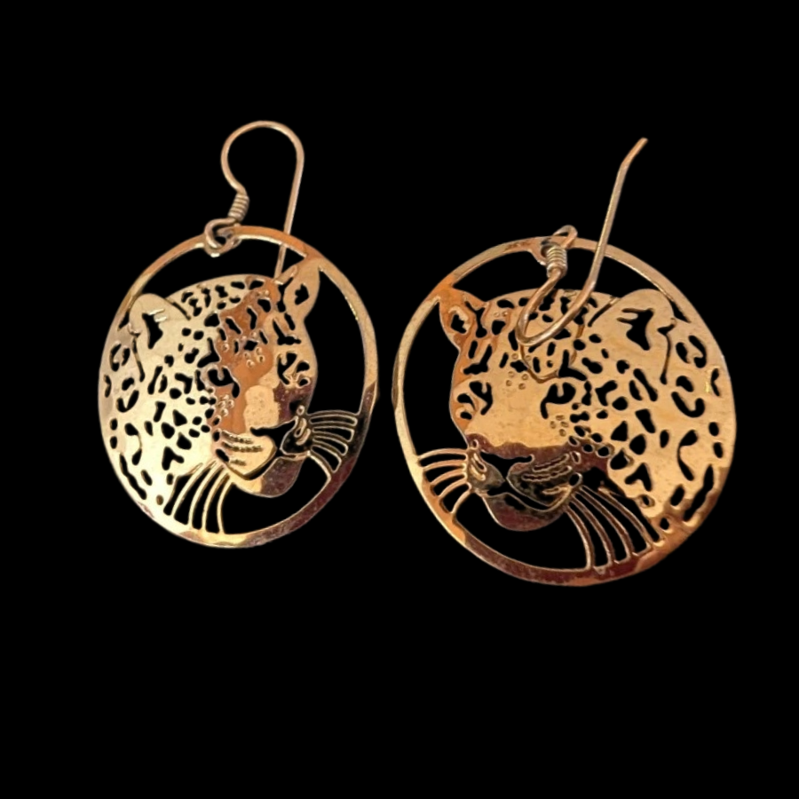 Wild Bryde Jaguar Earrings, Brooch Face Only, Framed, Naturalistic - Unofficial Wild Bryde Collector's Guide